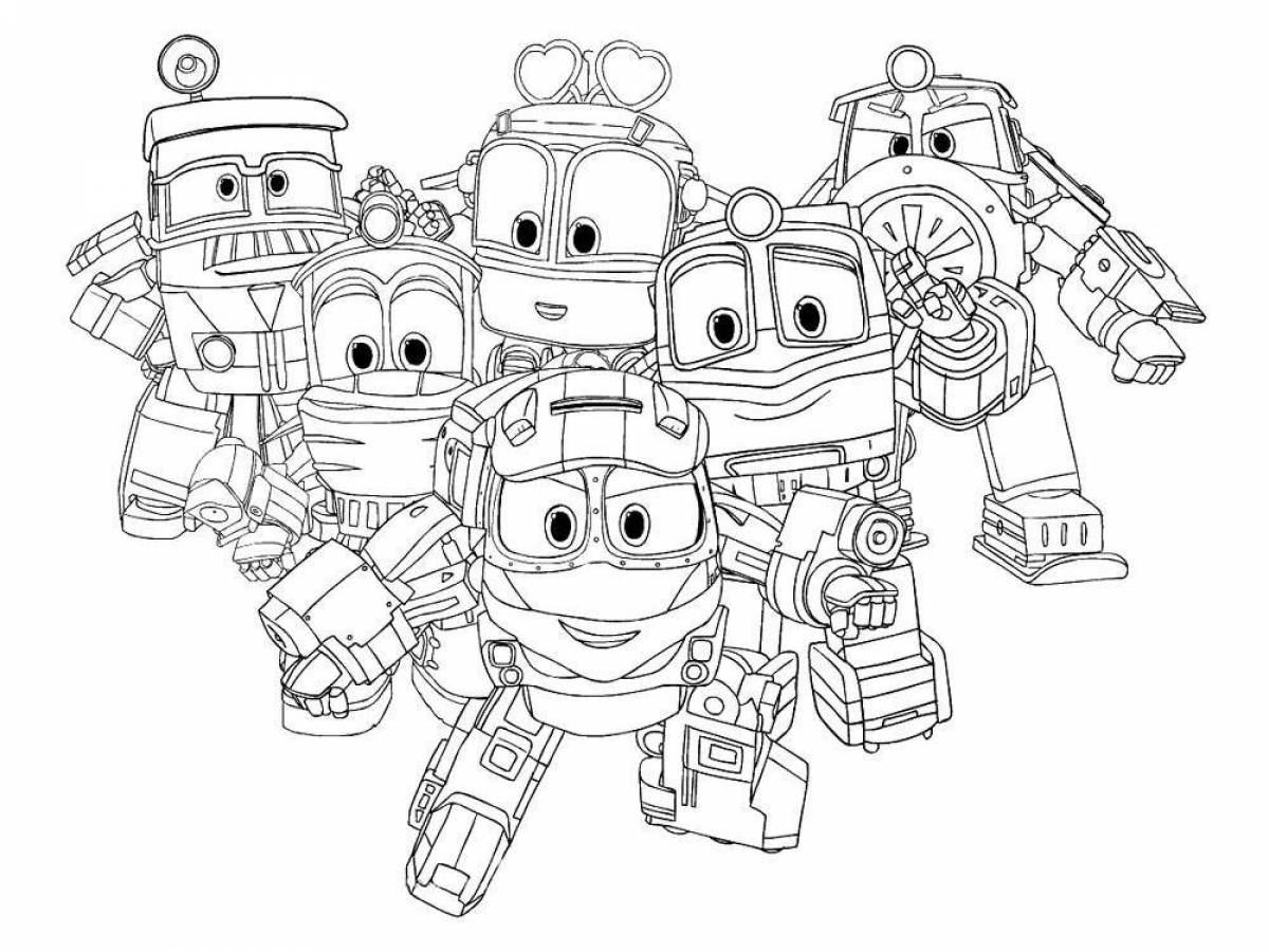Adorable kay train robot coloring page
