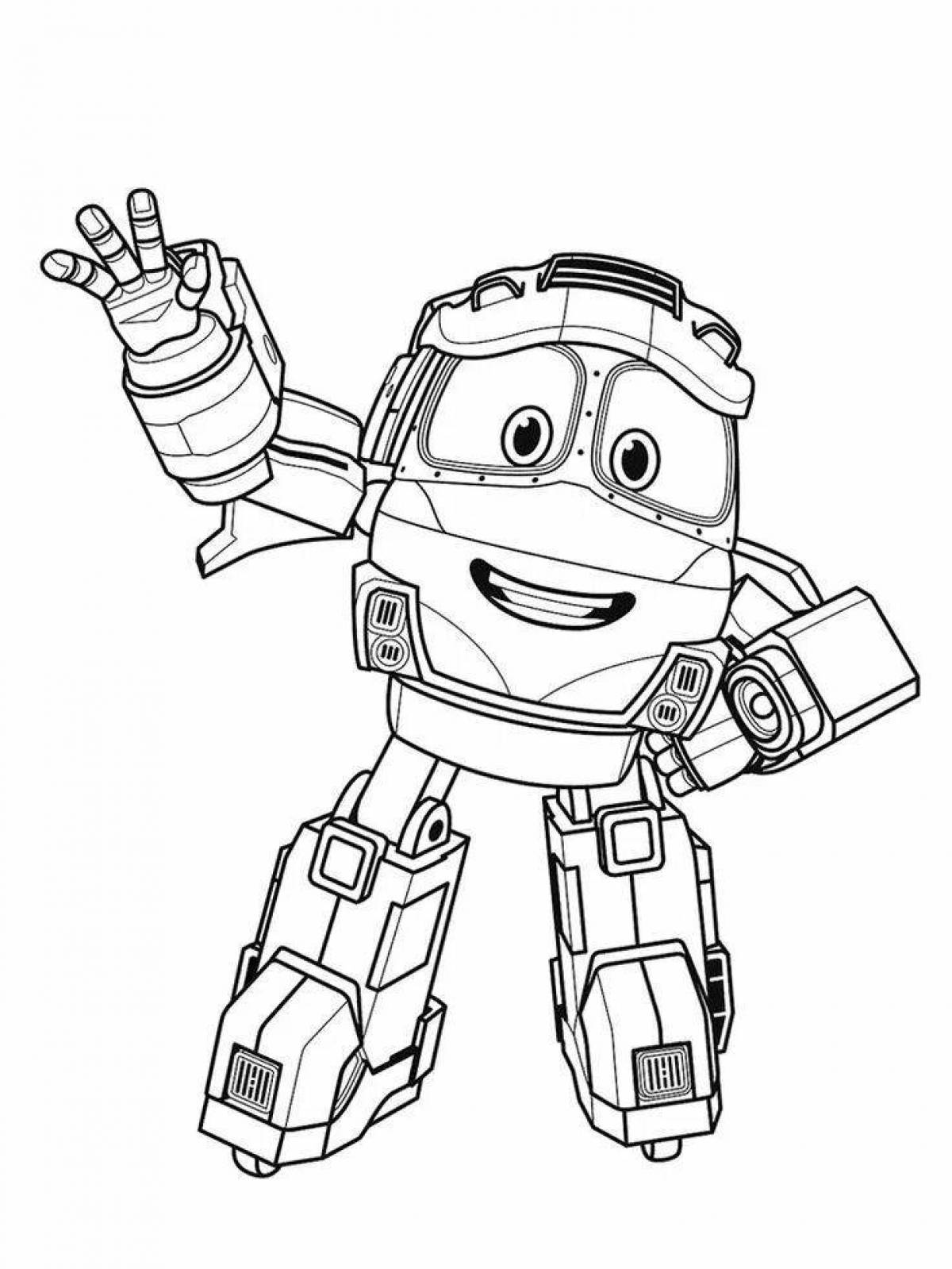 Colored robots kay train coloring book