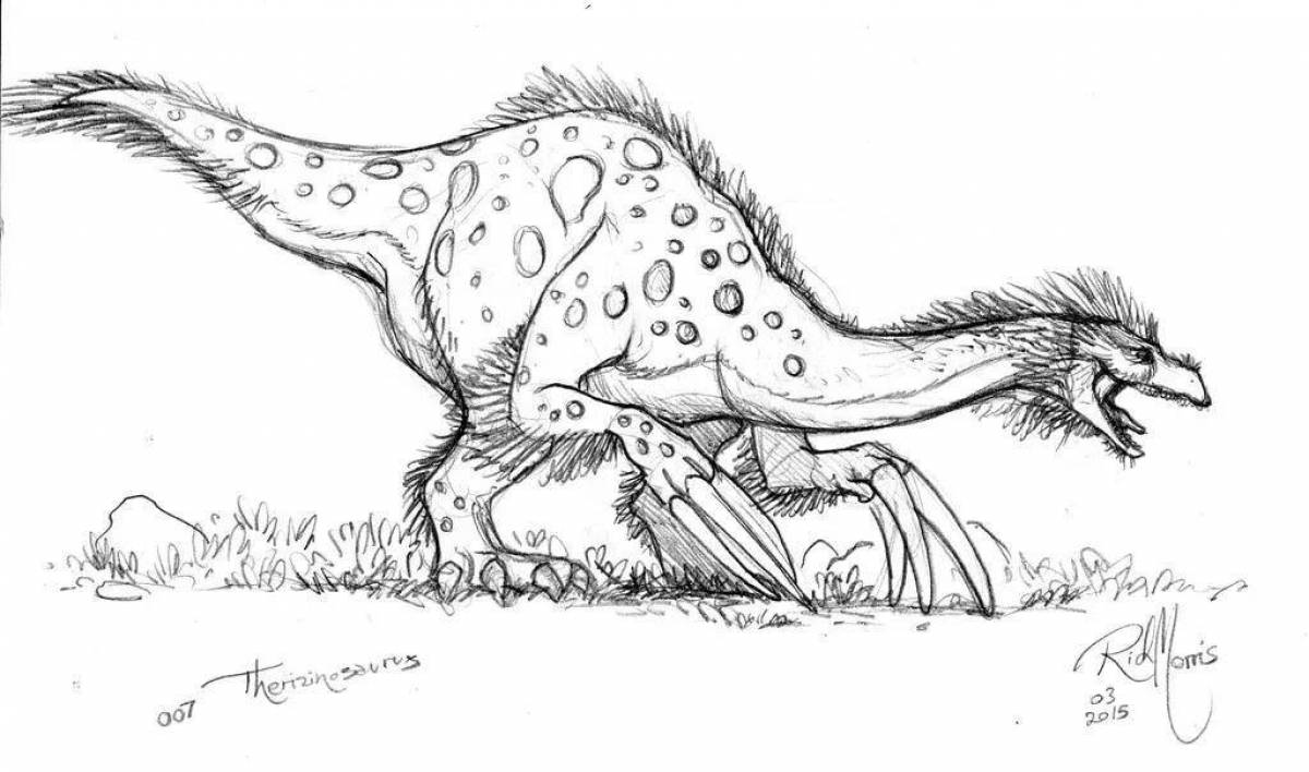 Яркая раскраска теризинозавр
