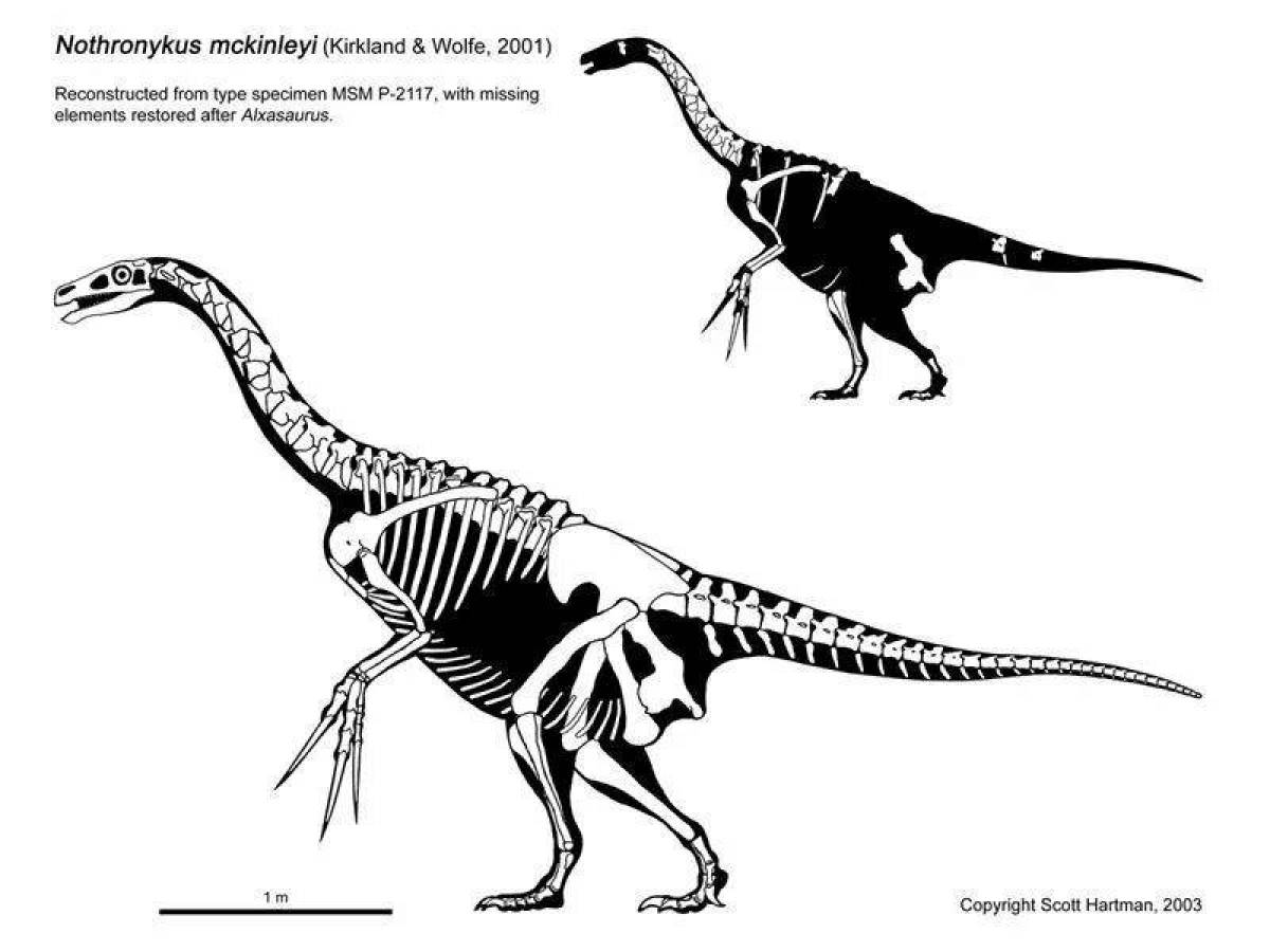 Изысканная раскраска теризинозавр