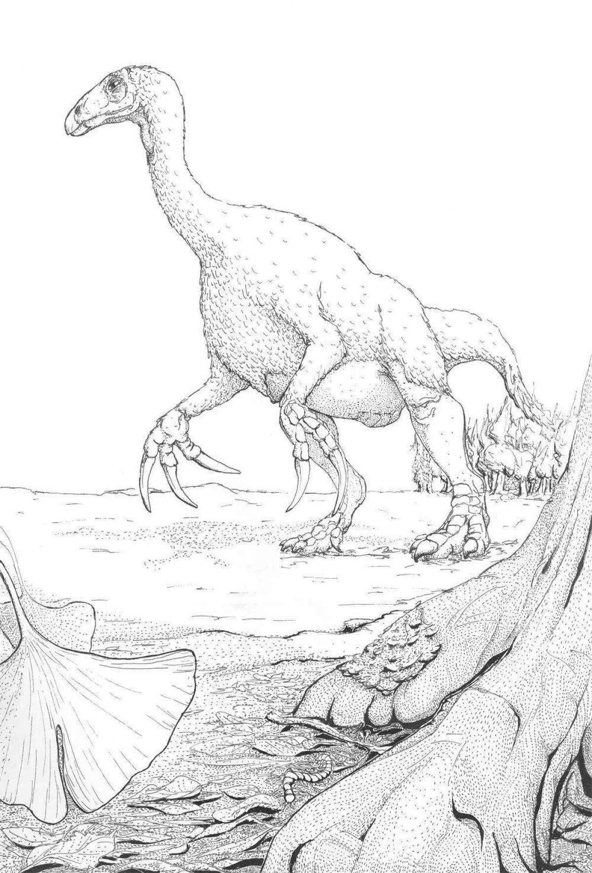 Щедрая раскраска теризинозавр