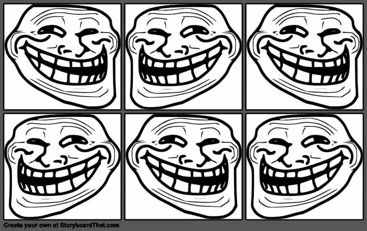 Bright trollface coloring page