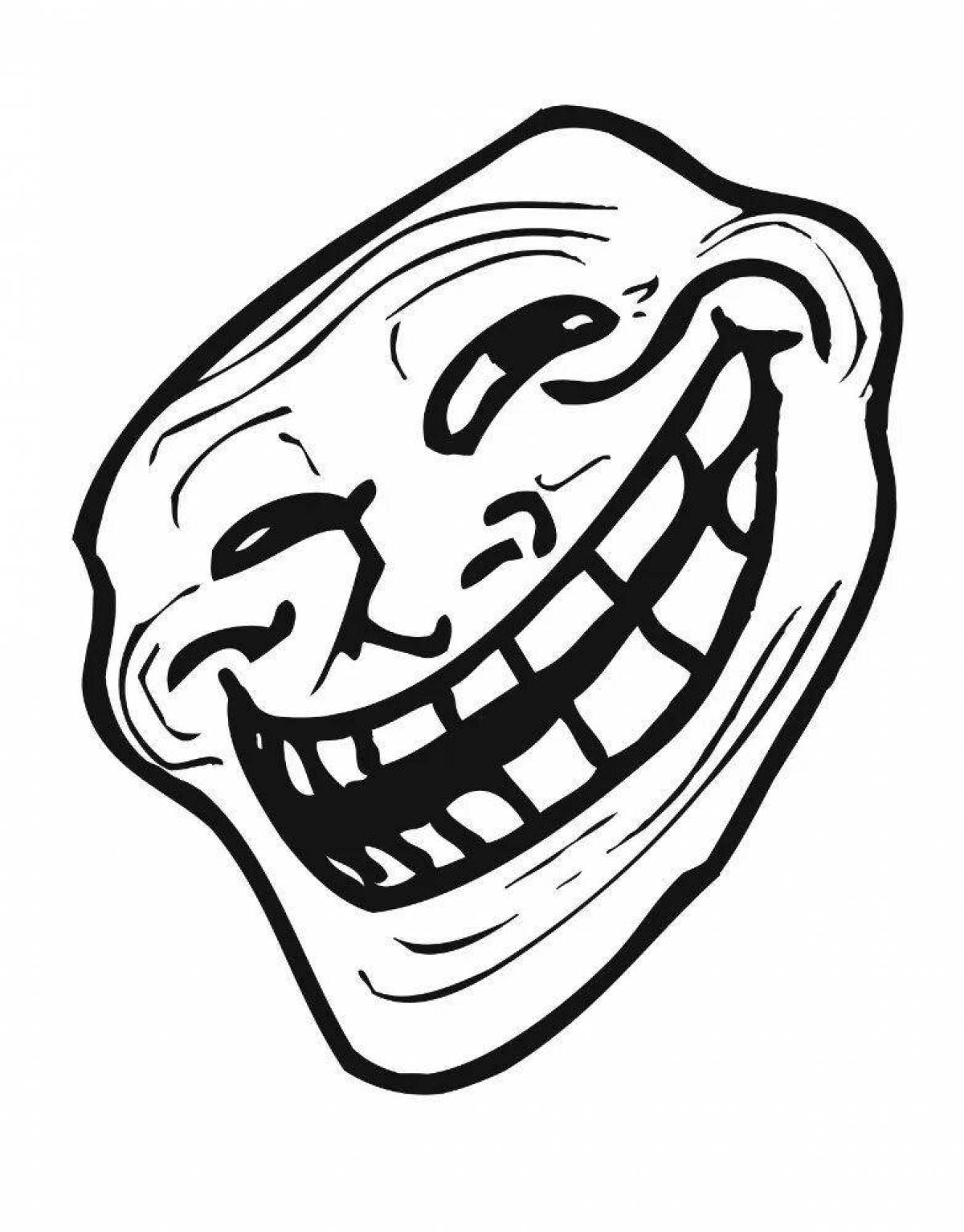 Zany trollface coloring page