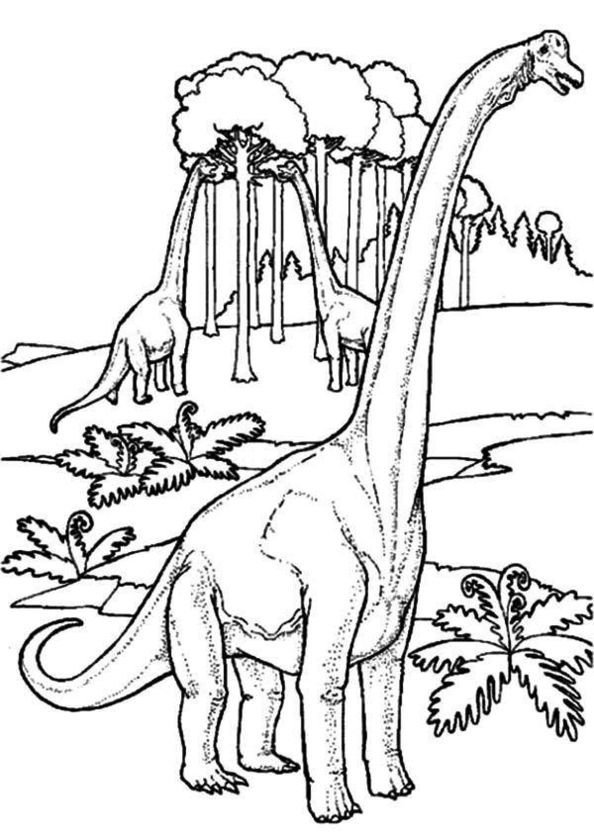 Очаровательная раскраска бронтозавр