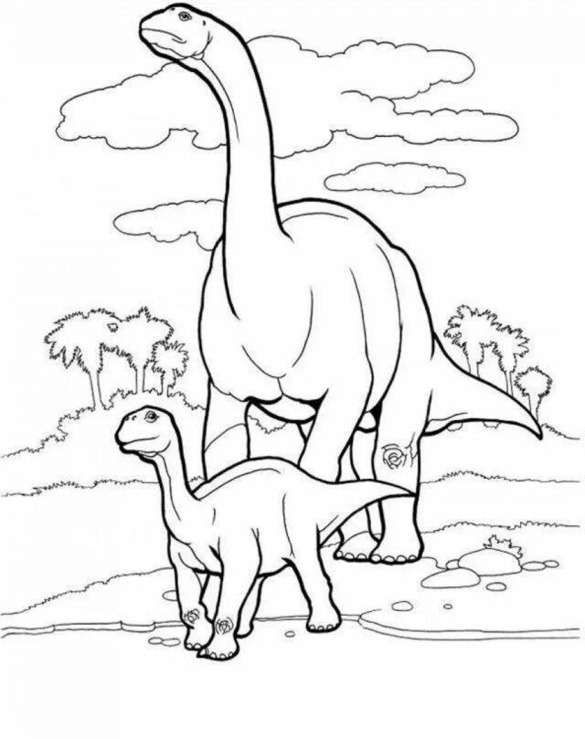 Элегантная раскраска бронтозавр