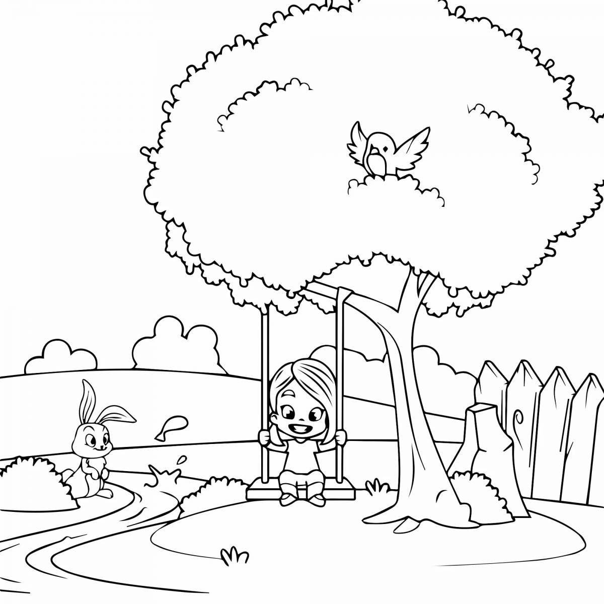 Colorful park coloring pages for kids
