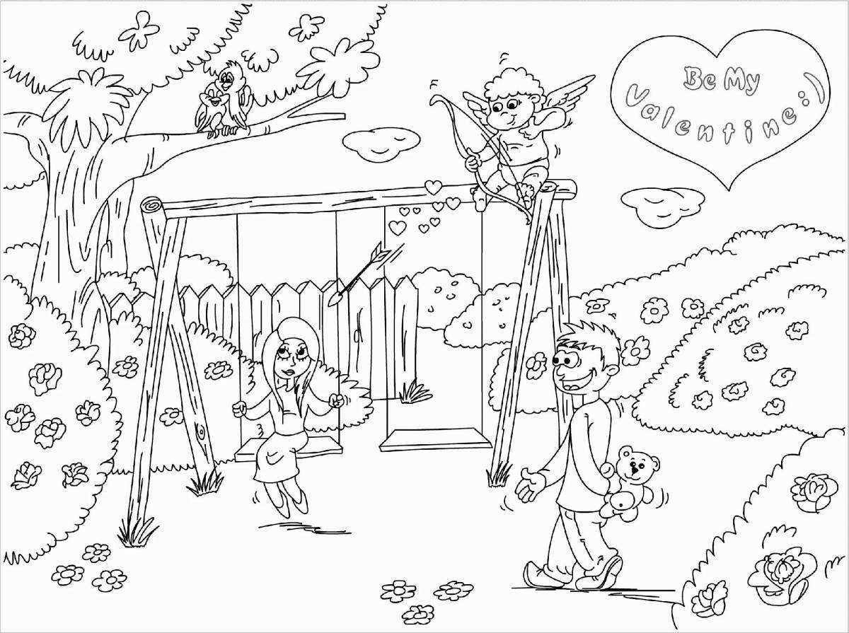 Adorable park coloring book for kids