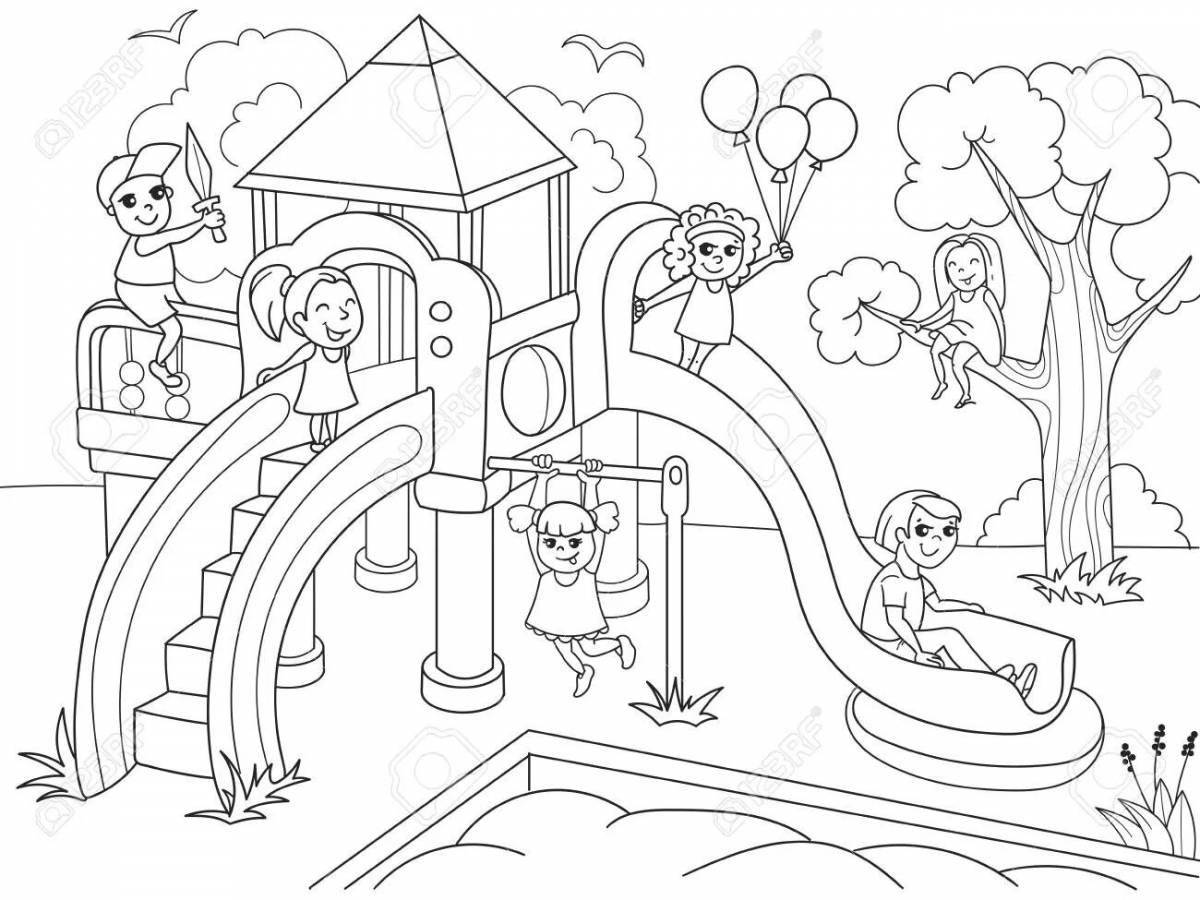 Playful park coloring pages for kids
