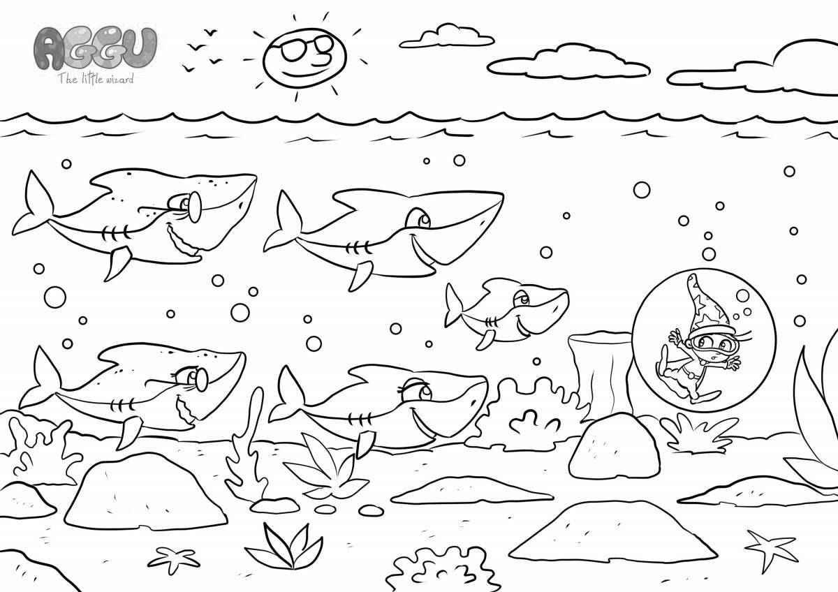 Turururu shark dazzling coloring book