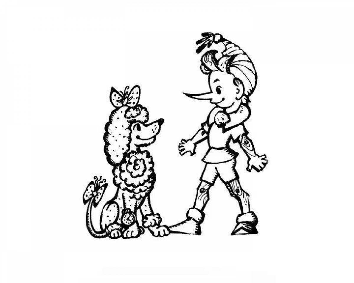 Coloring page funny pinocchio and malvina