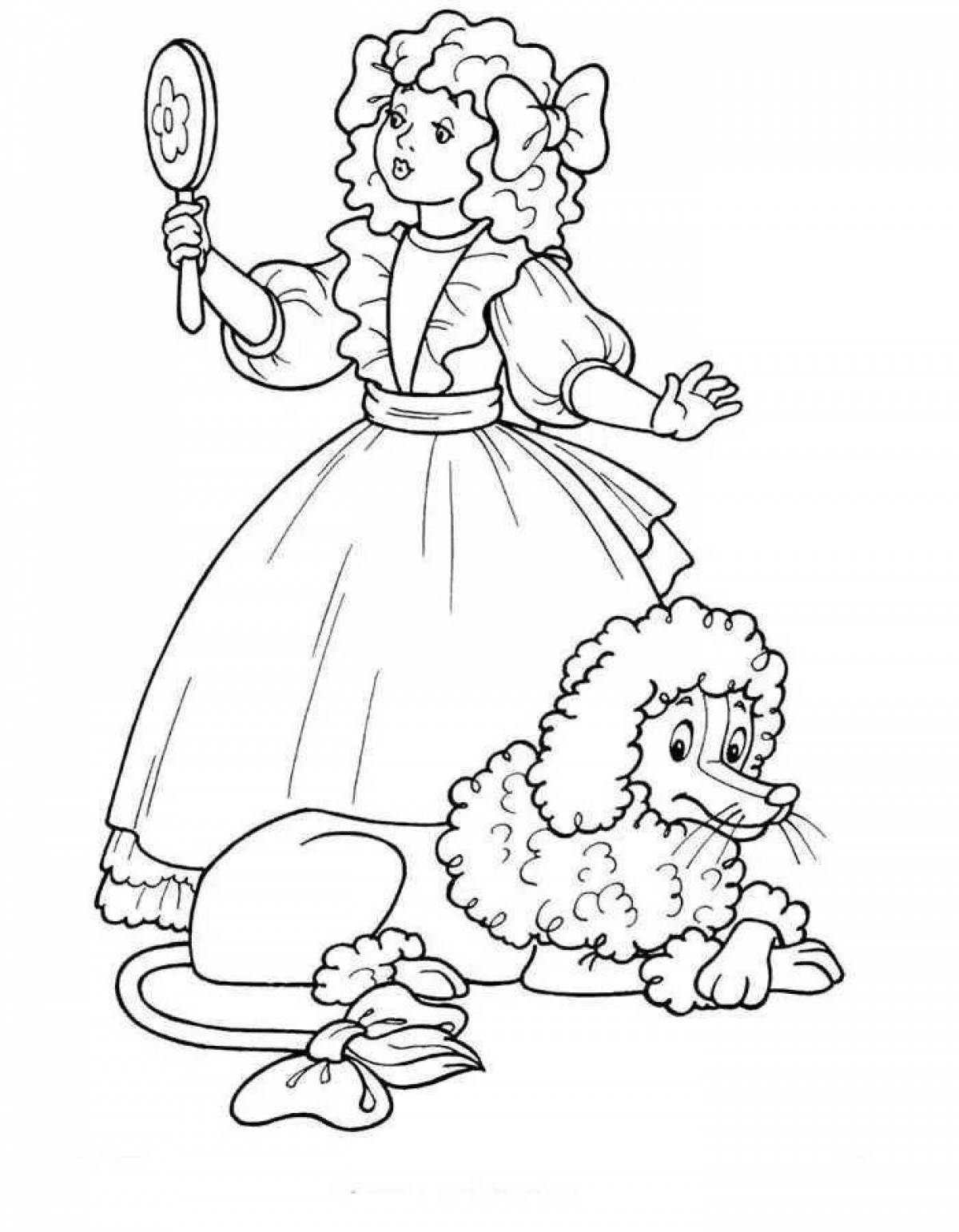 Glowing pinocchio and malvina coloring page