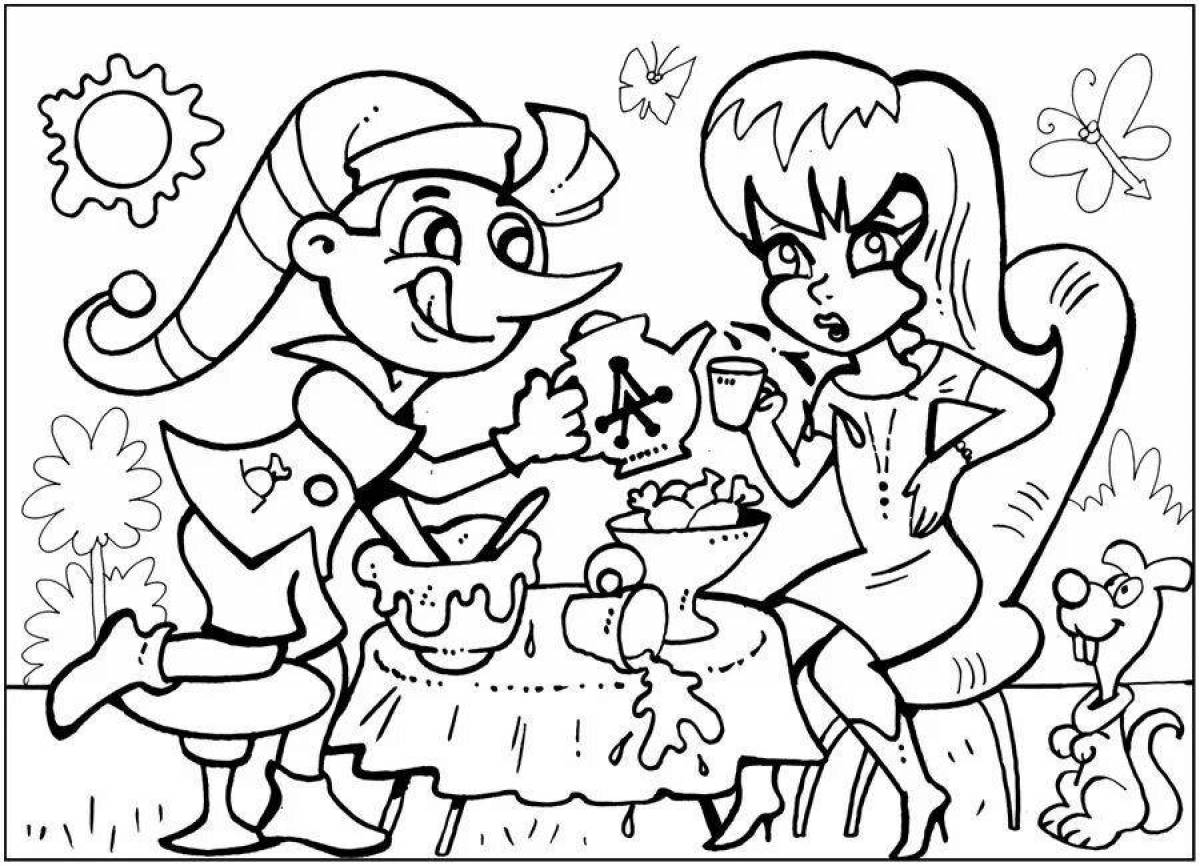 Delightful coloring pages of pinocchio and malvina