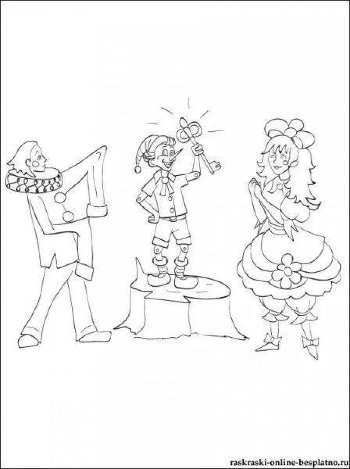 Pinocchio and malvina animated coloring pages