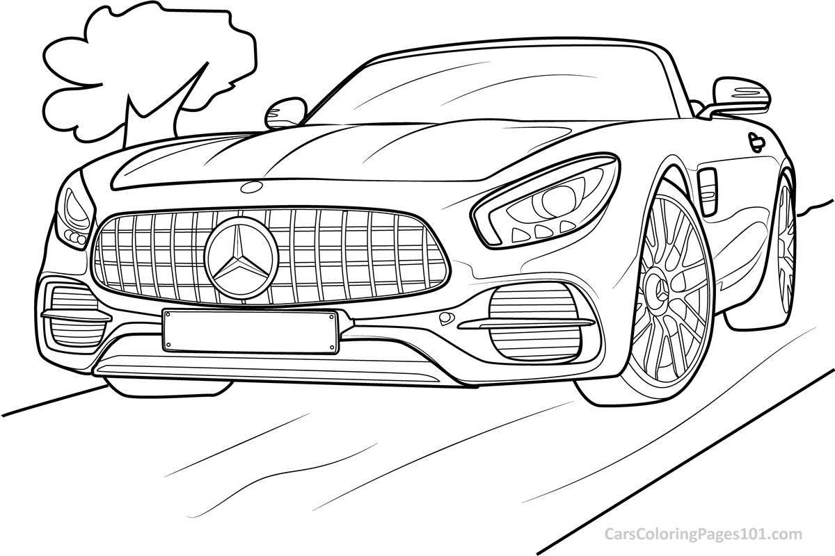 Coloring page charming mercedes shark