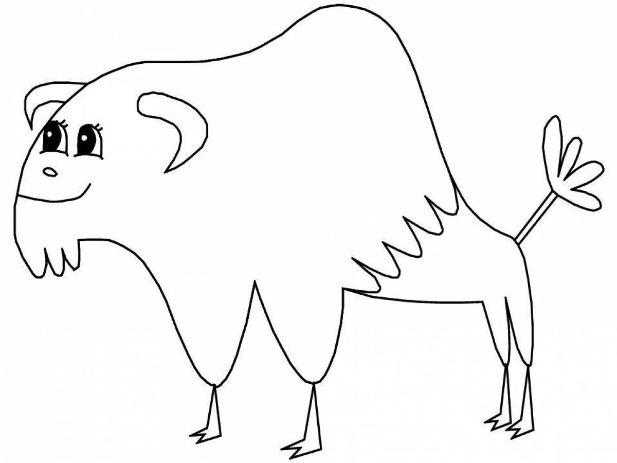Animated bison coloring page for kids