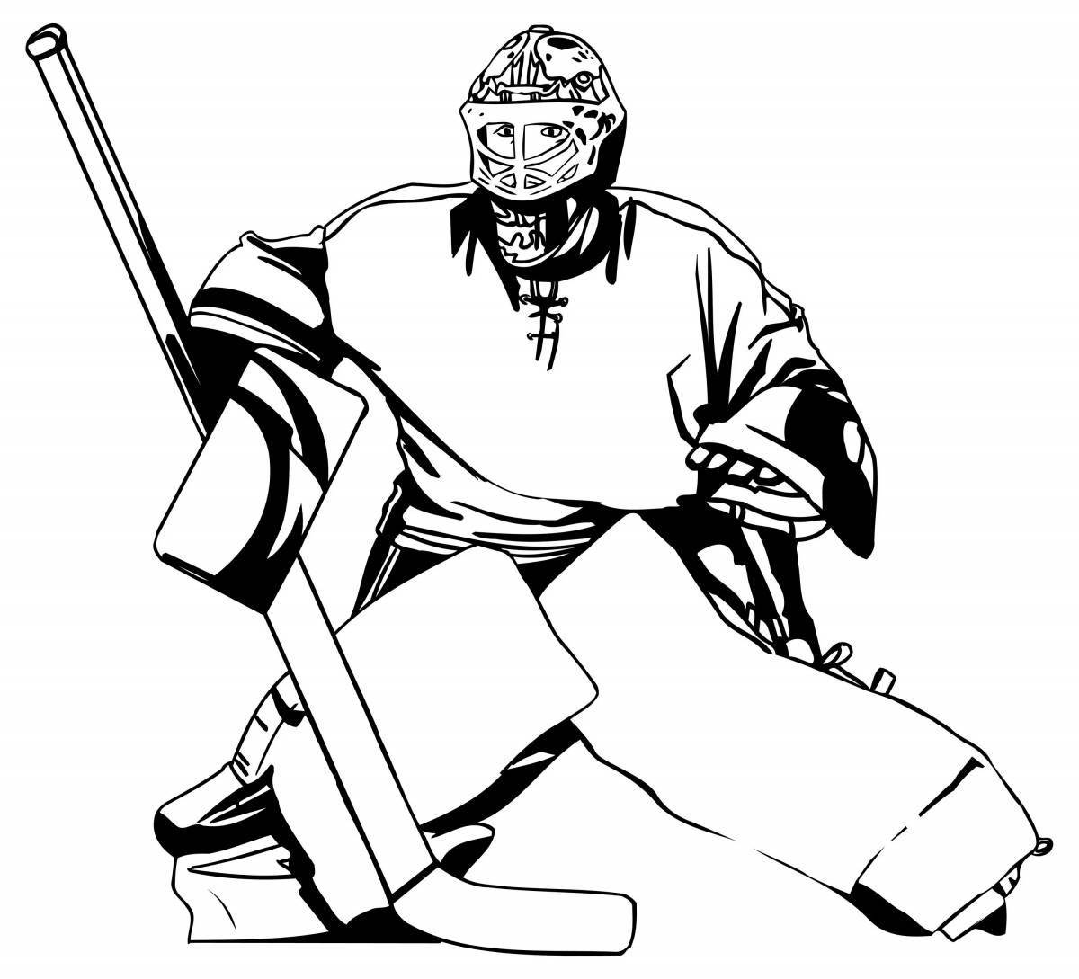 Яркая страница раскраски хоккейного вратаря