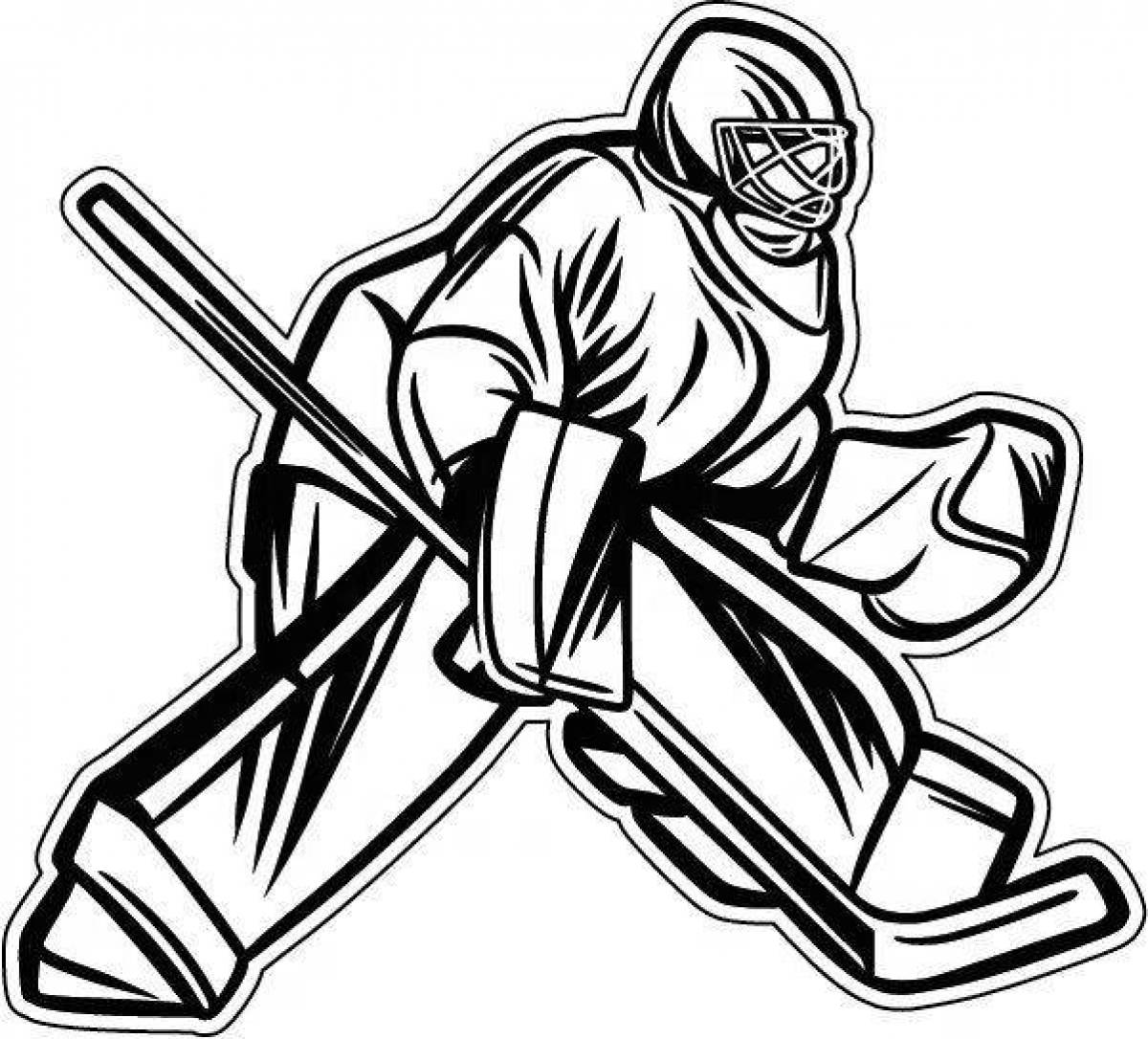 Coloring page playful hockey goalie