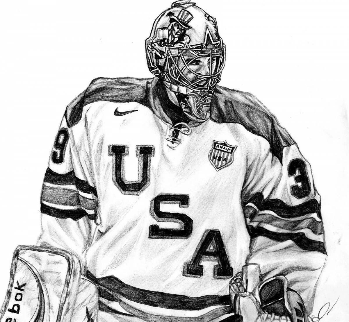 Adorable hockey goalie coloring page