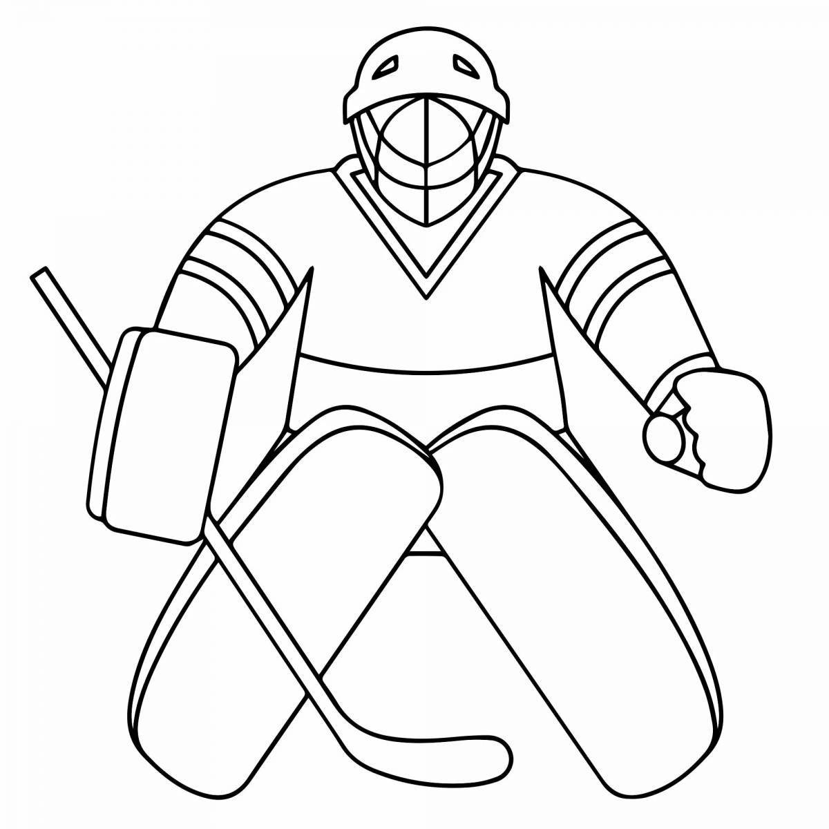 Coloring page for a mesmerizing hockey goalie