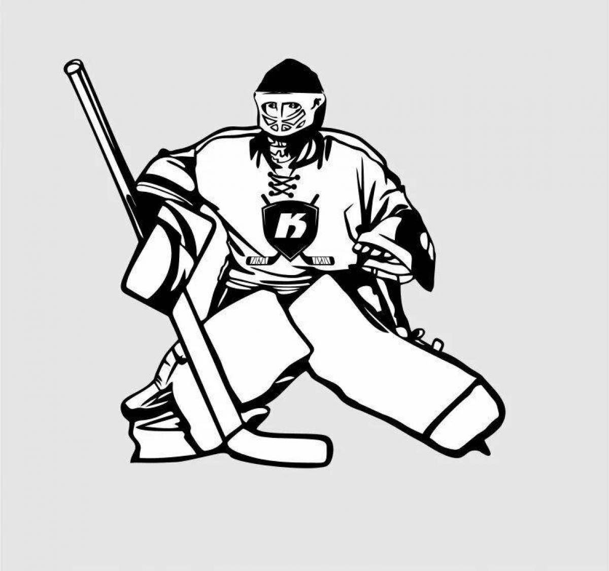 Coloring book exciting hockey goalie
