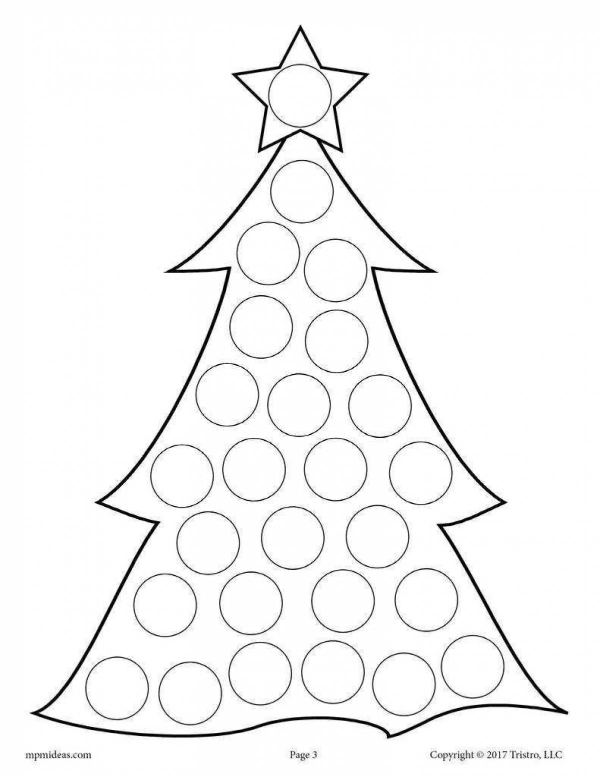 Colorful coloring christmas tree template