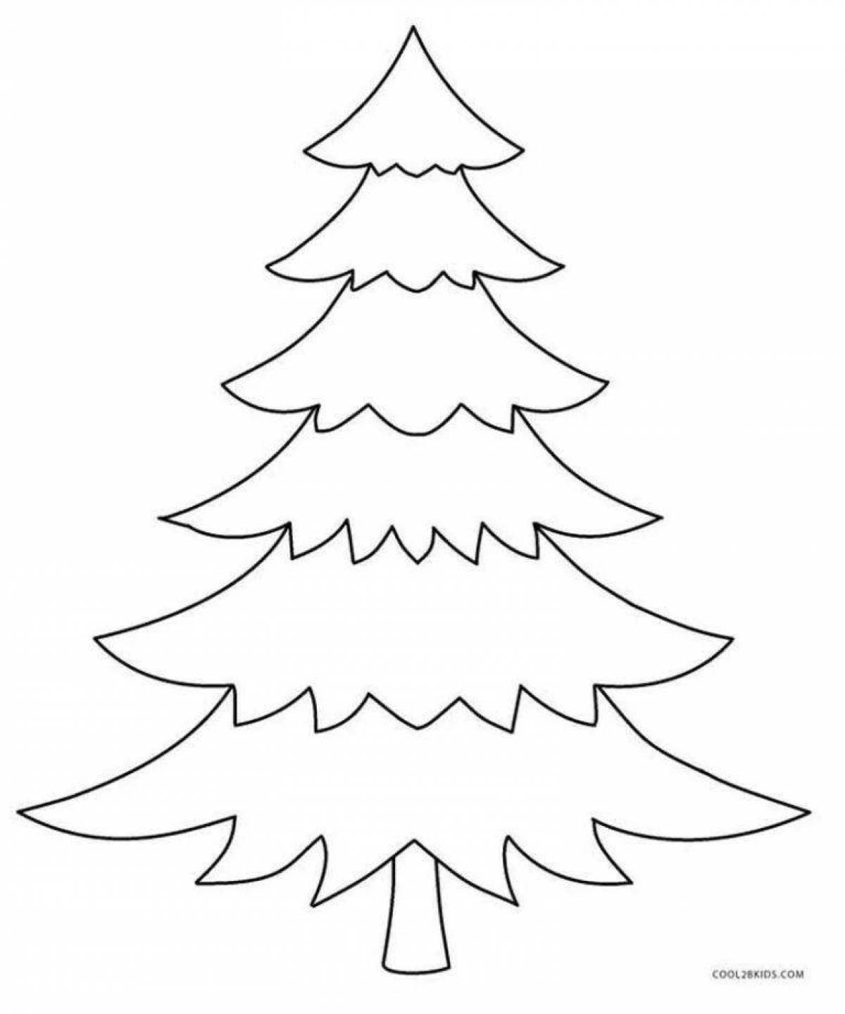 Веселая раскраска шаблон рождественской елки