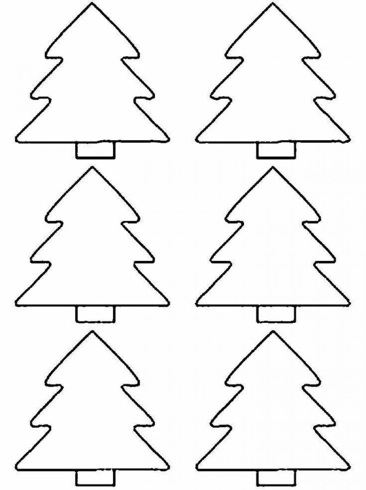 Glowing coloring christmas tree template