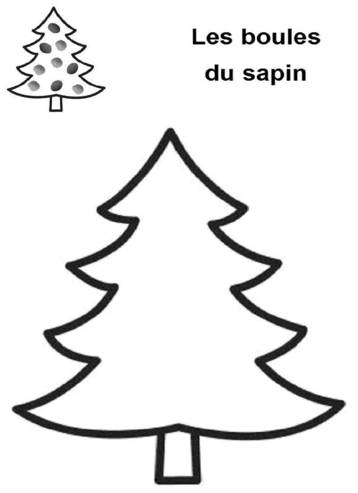 Shiny coloring Christmas tree template