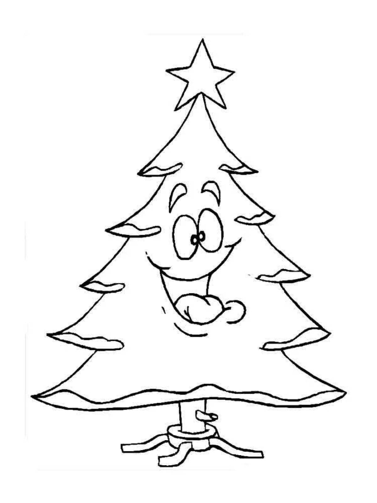 Wonderful Christmas tree coloring template