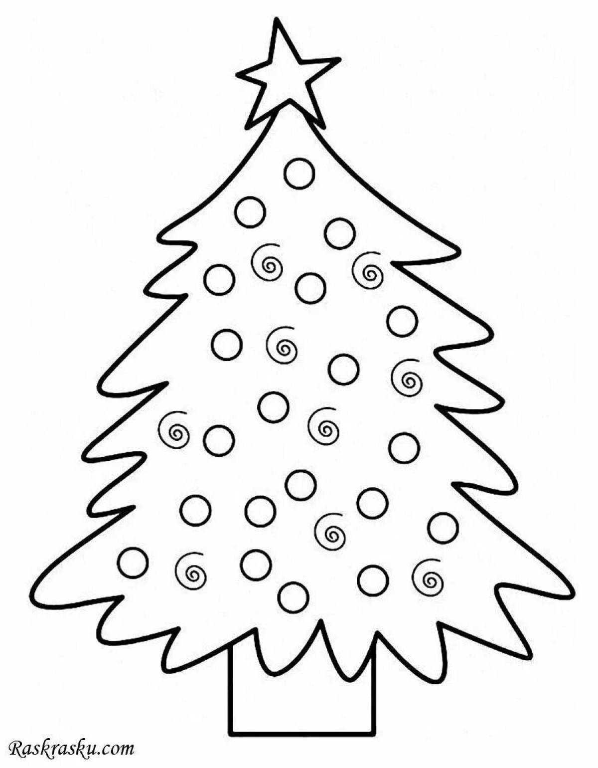 Beautiful Christmas tree coloring template