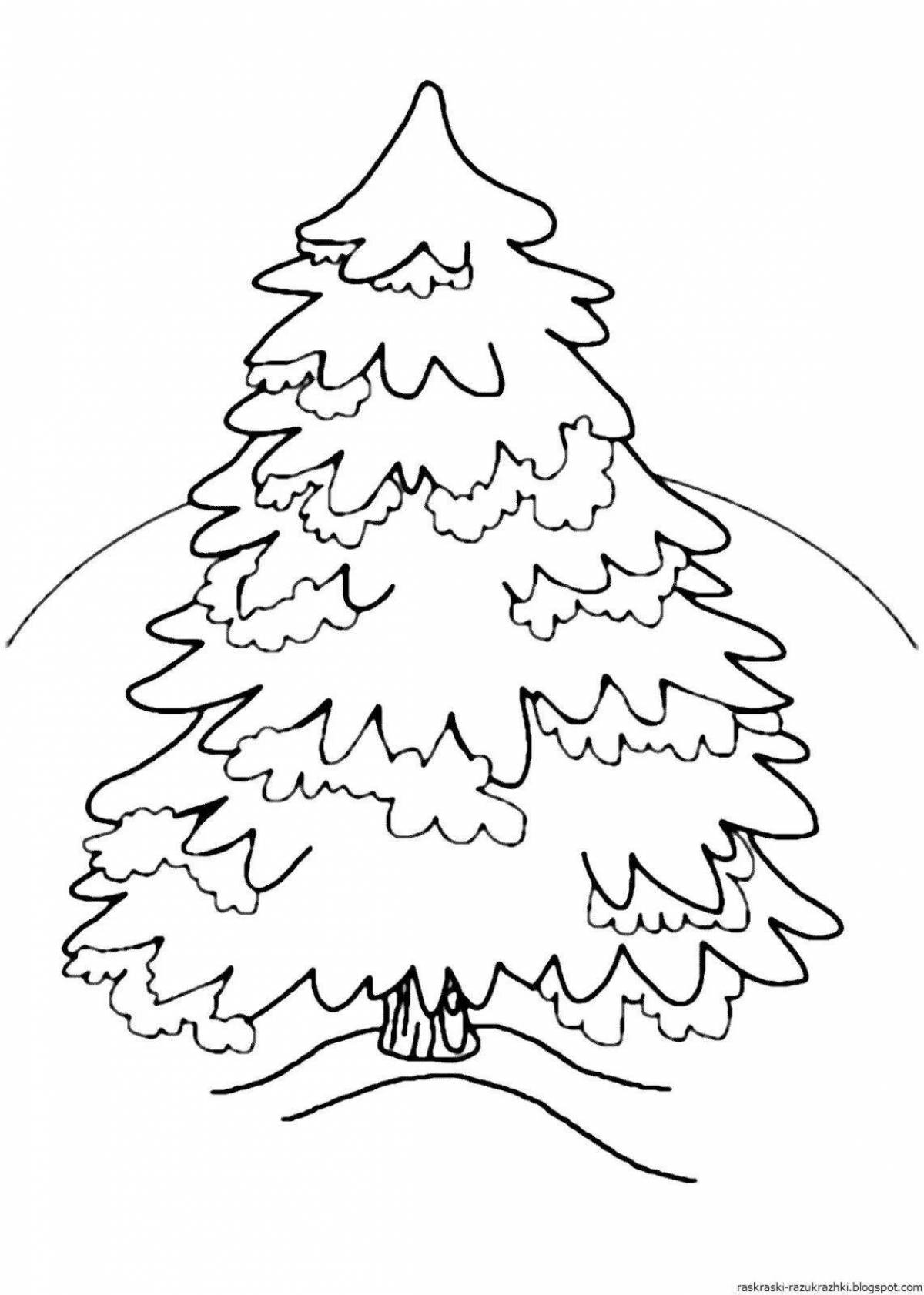 Bright Christmas tree coloring template
