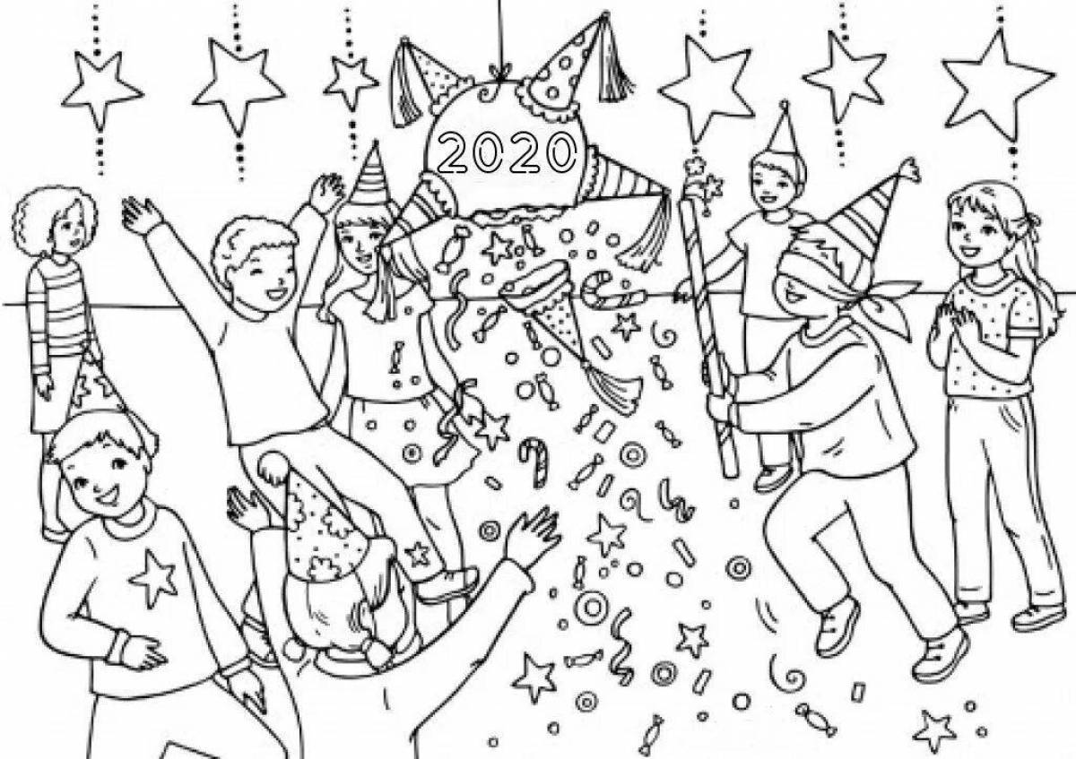 Great New Year Celebration Coloring Page