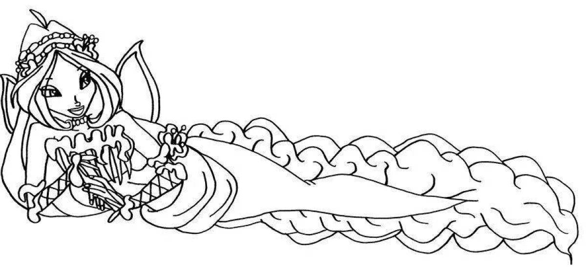 Exotic mermaid cat coloring page