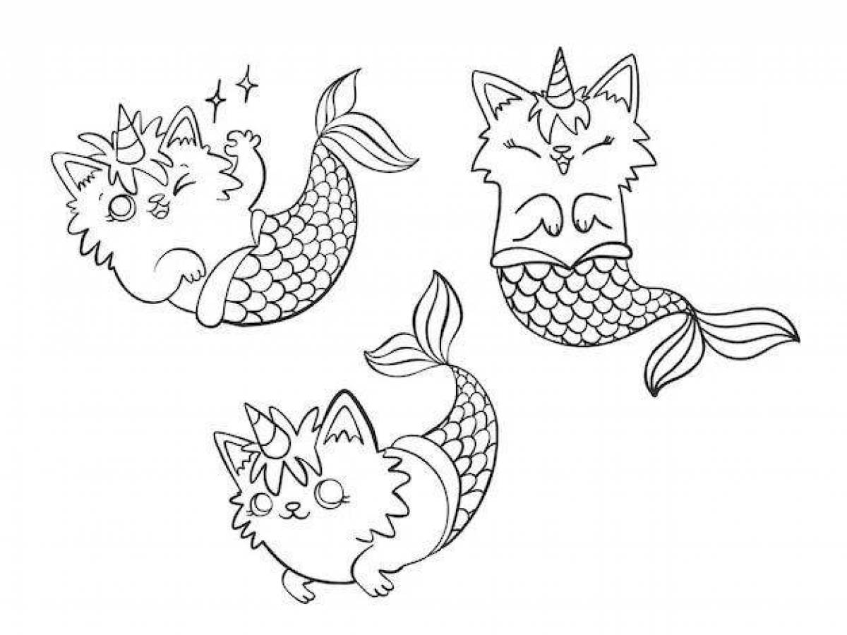 Outstanding mermaid cat coloring