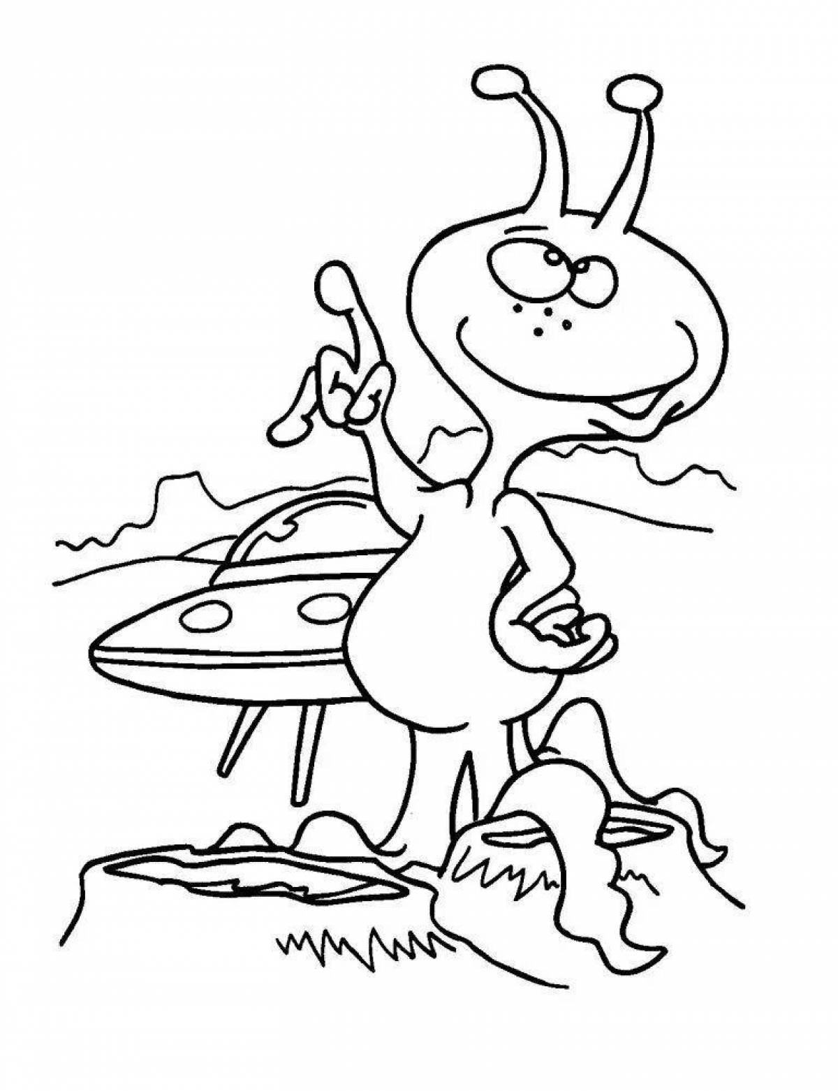 Fun coloring pages aliens for kids