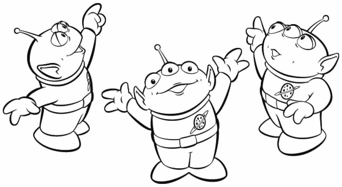 Colour funny aliens coloring pages for kids