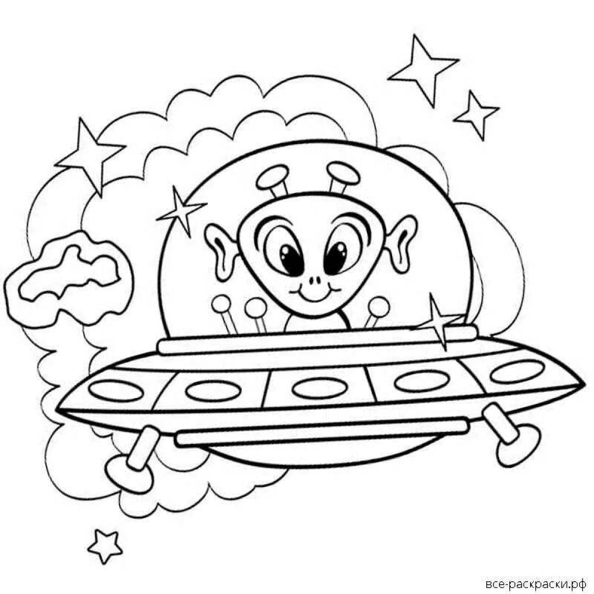 Colored aliens coloring pages for kids
