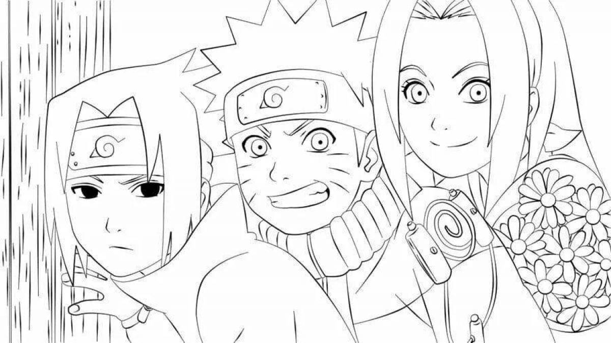 Colorful naruto and sasuke coloring page