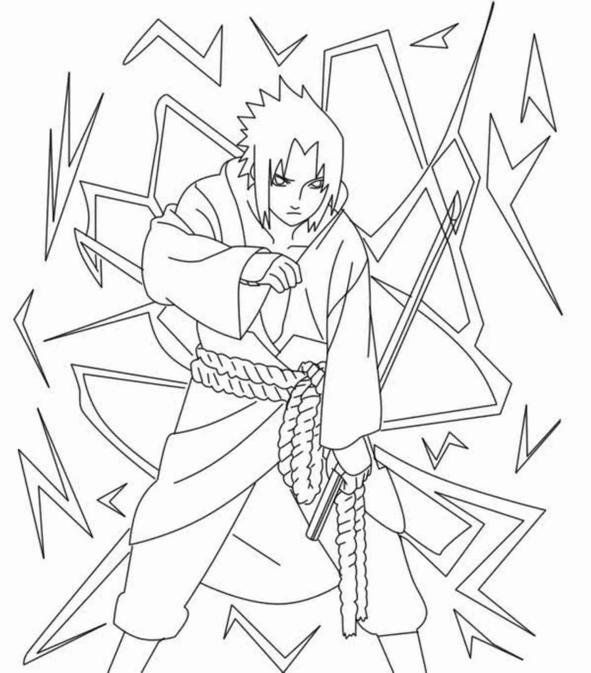 Colorfully detailed naruto and sasuke coloring page