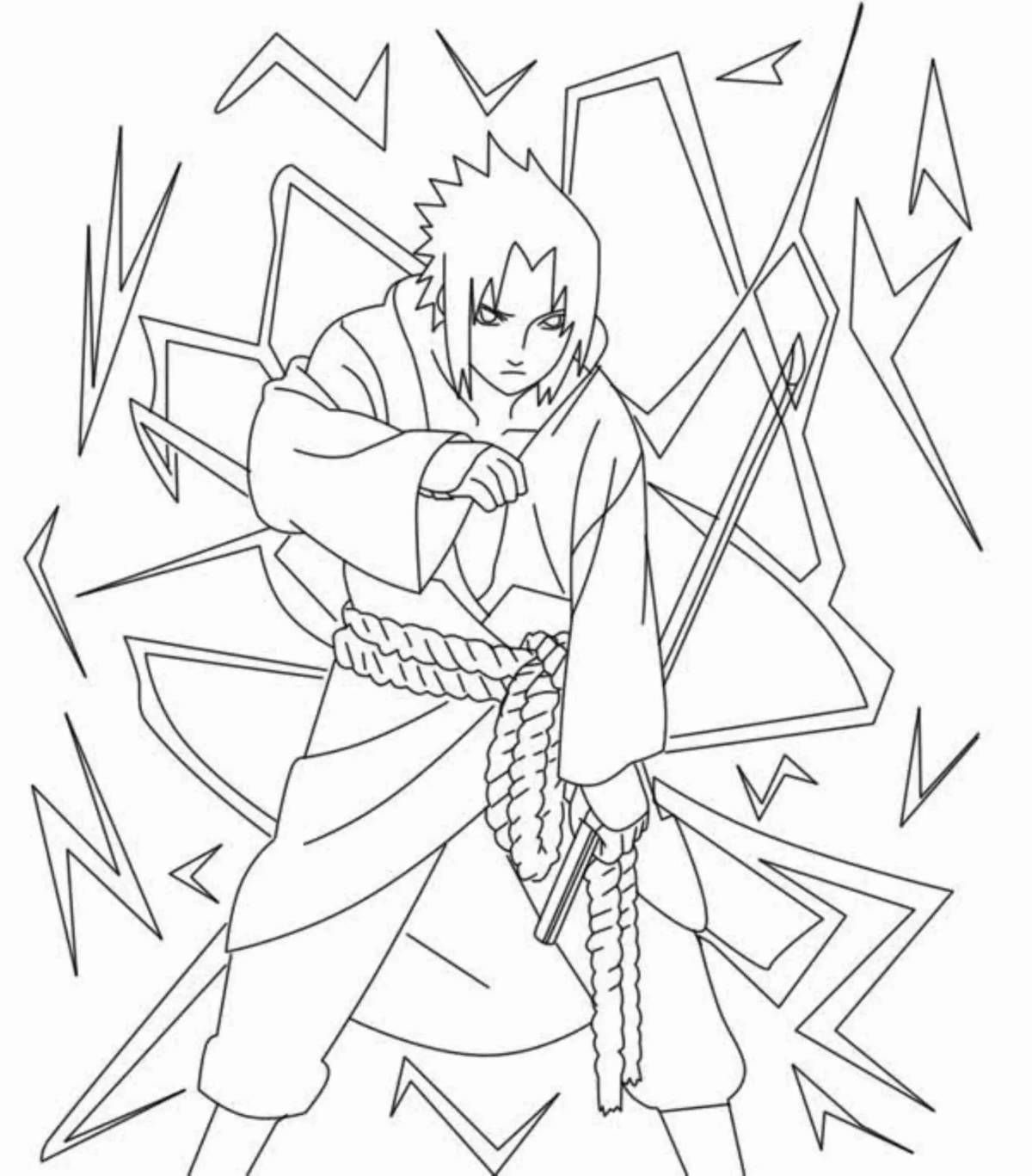 Colorfully detailed naruto and sasuke coloring page