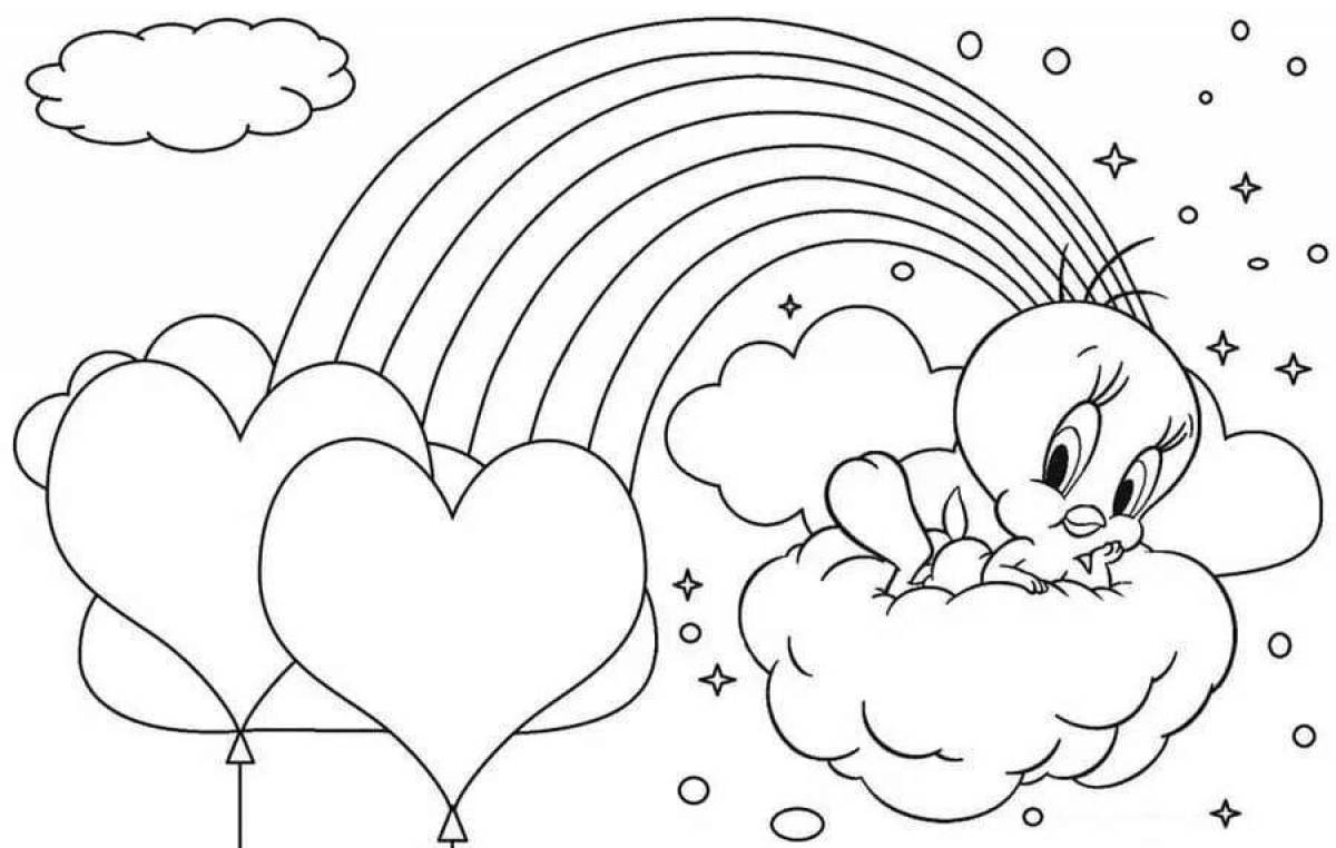 Glitter rainbow friends coloring page