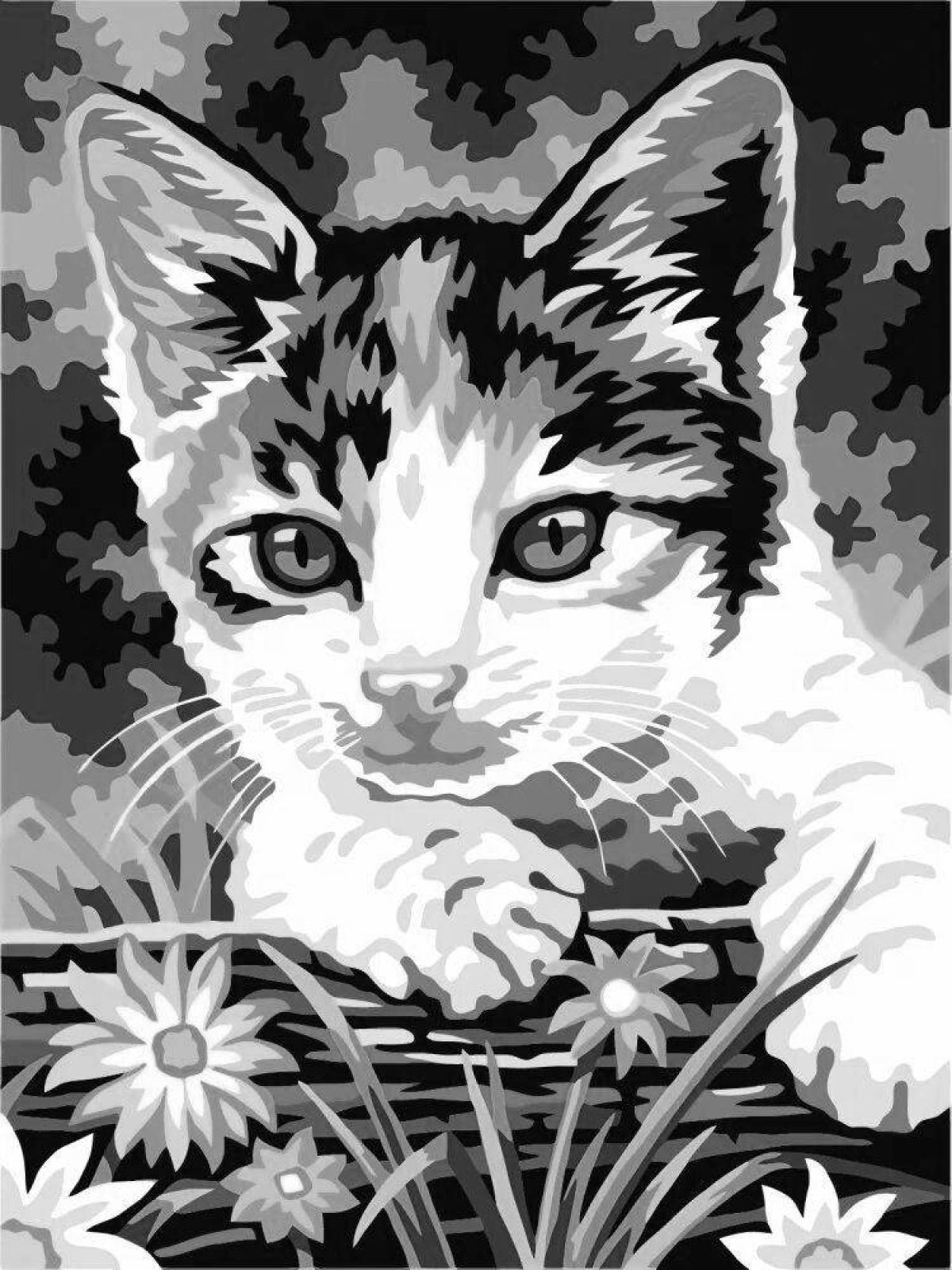 Amazing cat coloring page by number