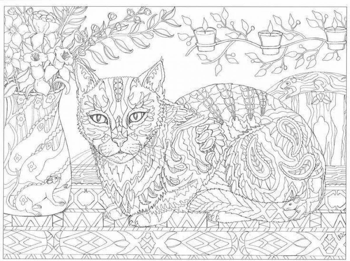 Coloring dazzling cat by numbers