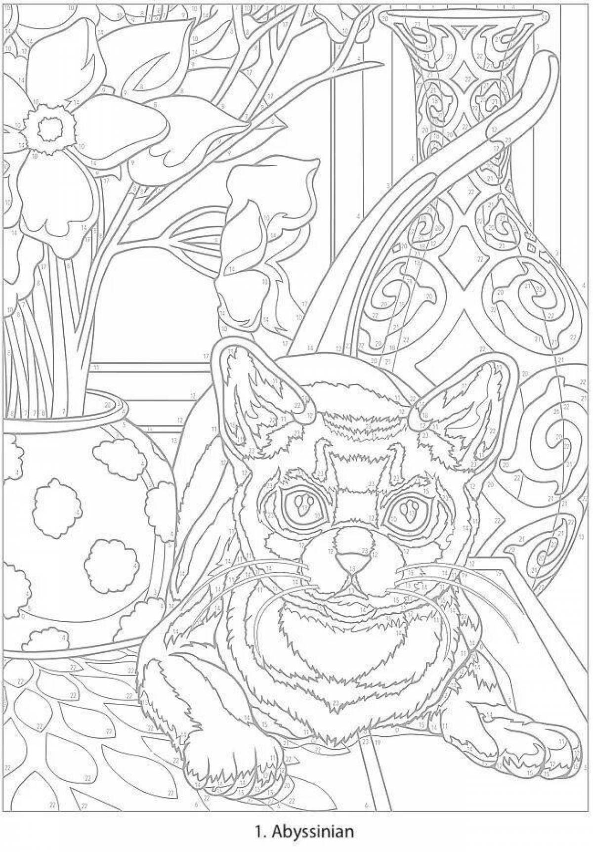 Glamorous cat coloring by numbers