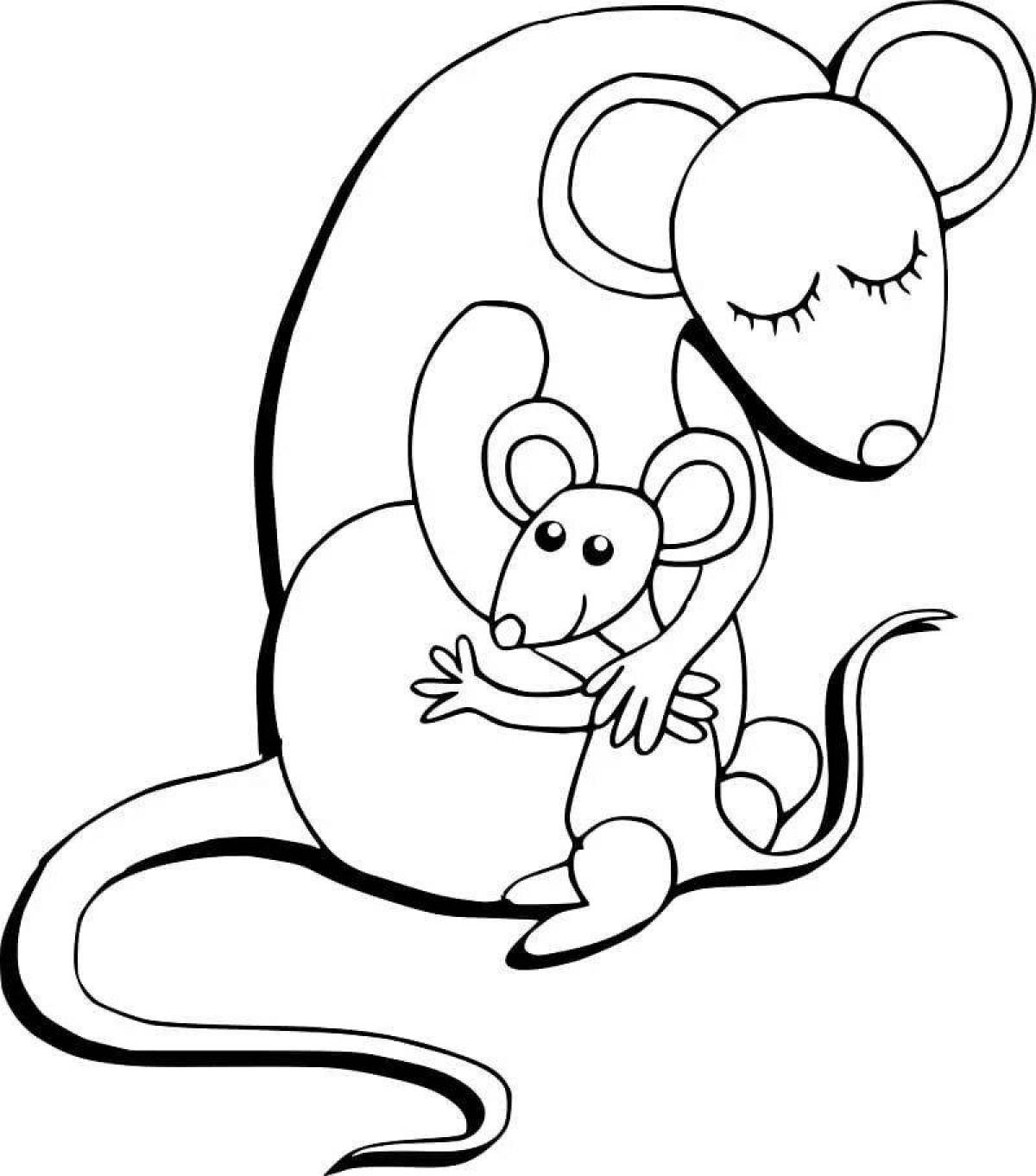 Радостная крыса-раскраска для детей