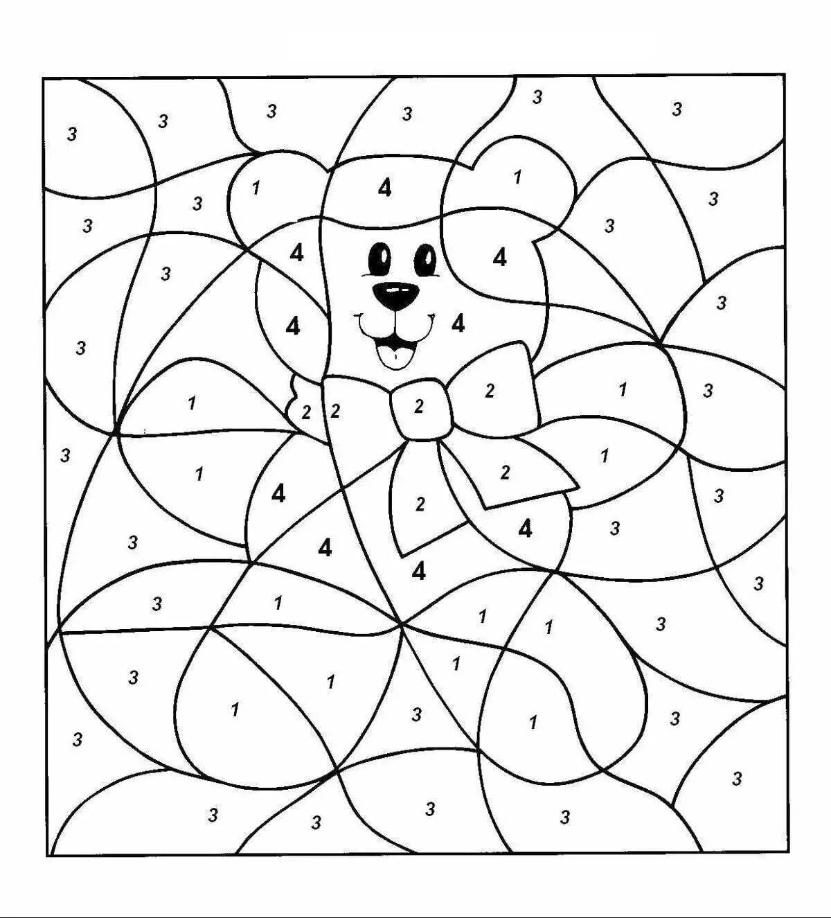 Easy-by-numbers relaxing coloring book