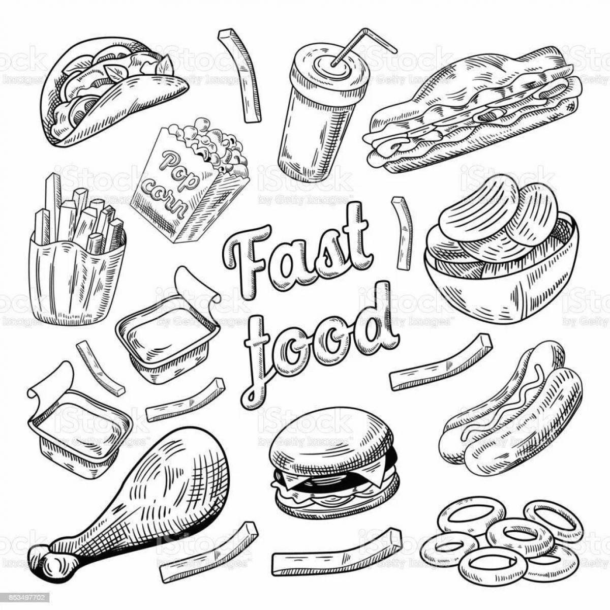 Nice burger and fries coloring page