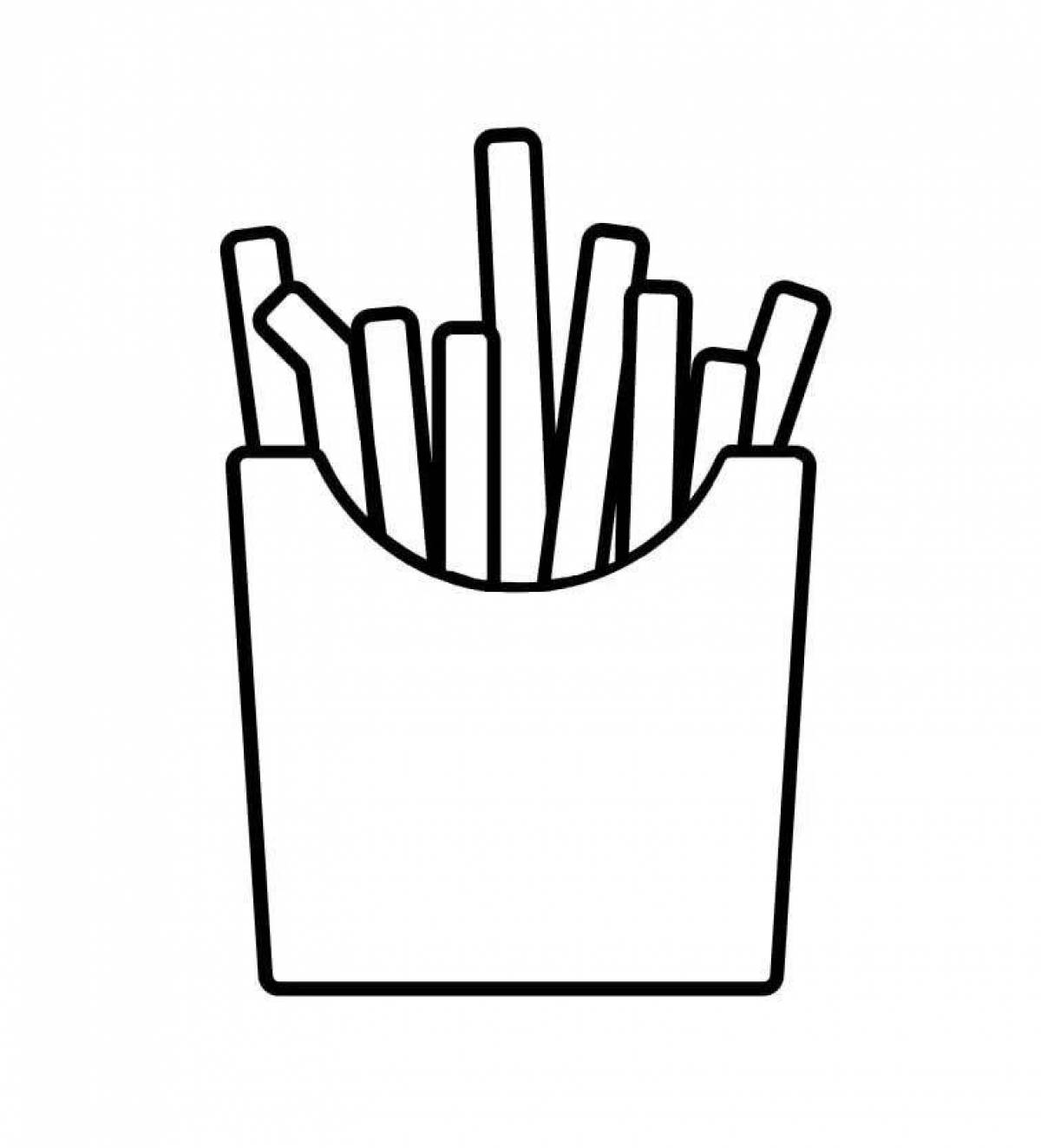 Coloring page spicy burger and french fries