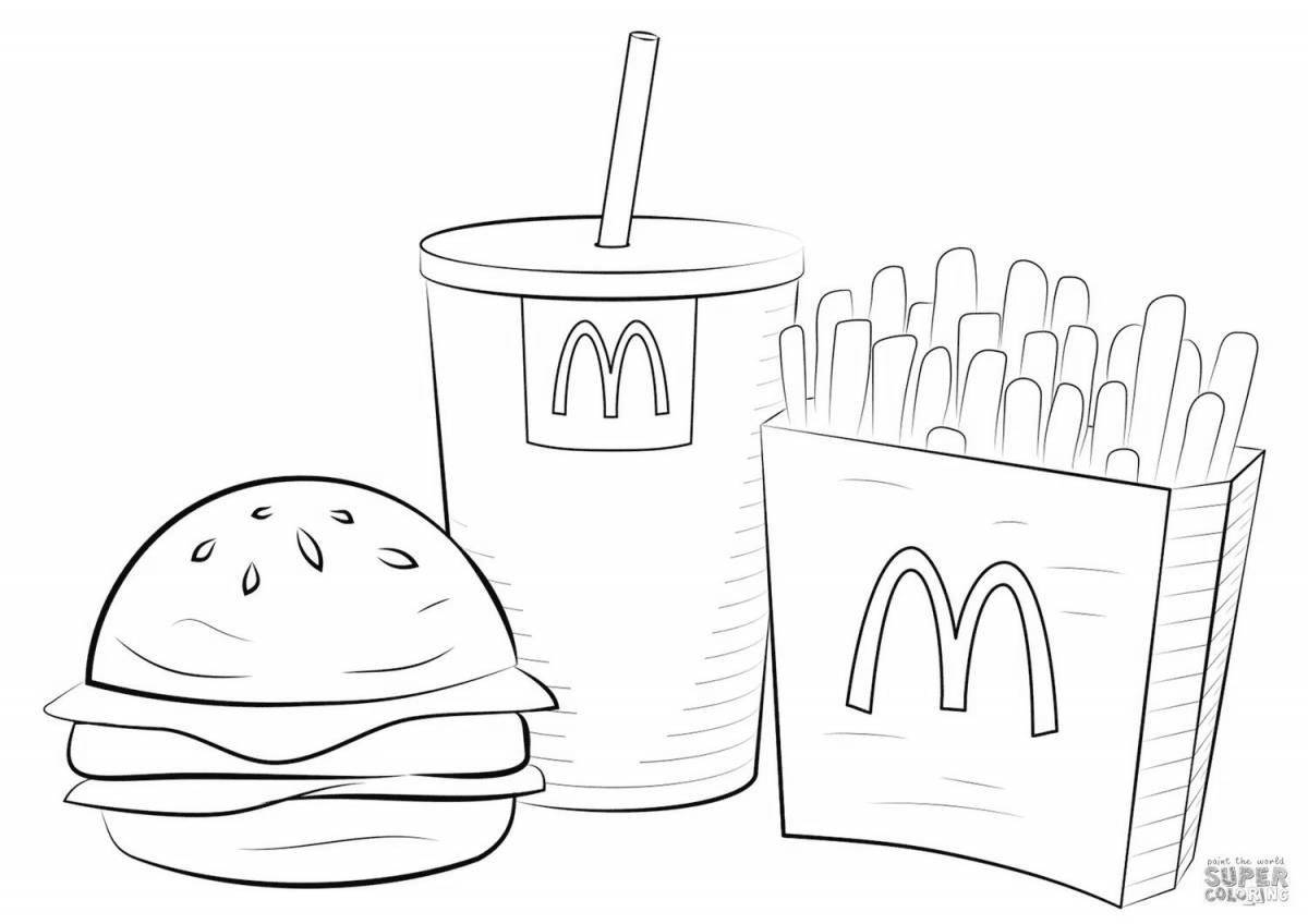 Sweet burger and fries coloring page