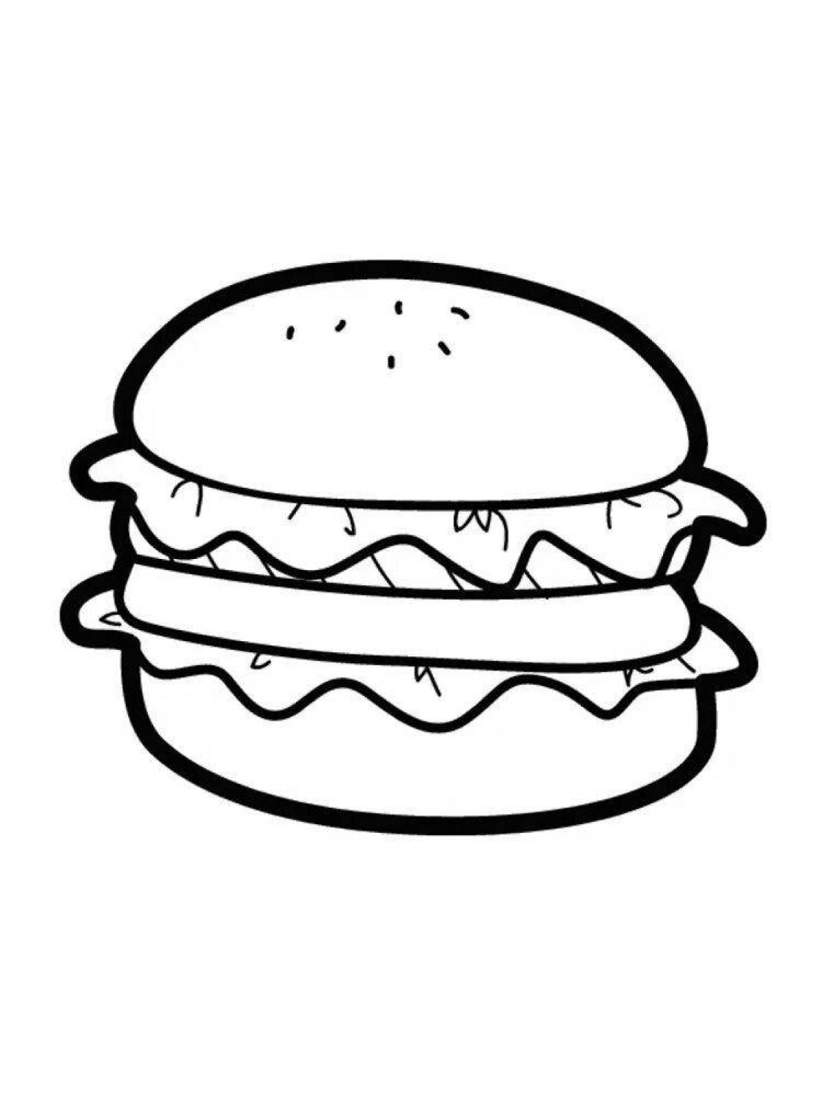 Coloring page cheese burger and french fries
